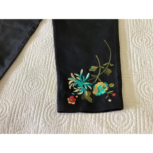 Vintage Laura Leigh 100% silk High Waist Embroidered Cropped Pants Size 8 - Picture 11 of 12